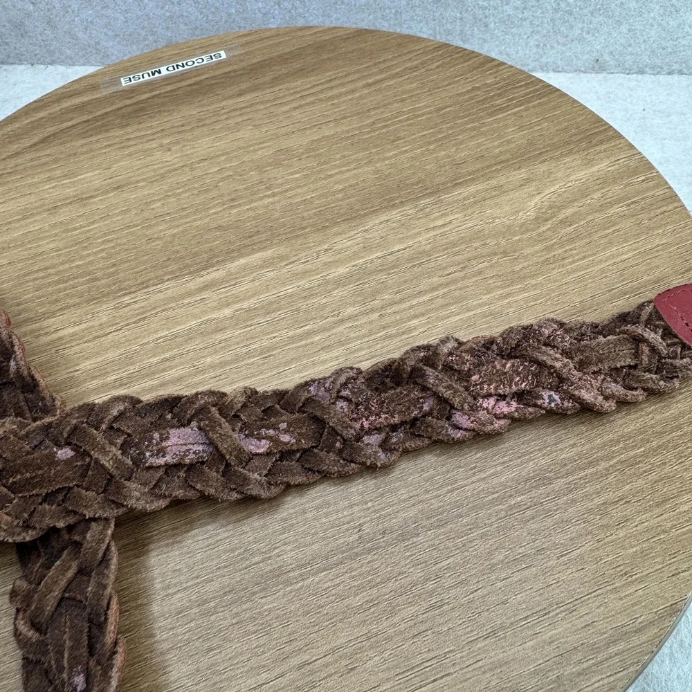 Capezio Belt Womens Size S Red Braided Leather‎ Suede Medium Buckle Textured